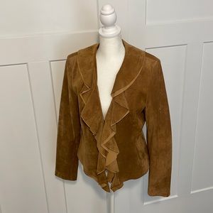GORGEOUS Scully Suede Jacket with Ruffle Details M